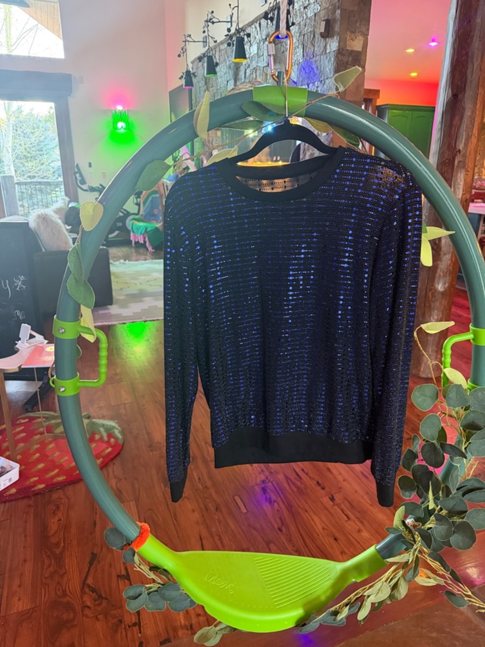 Sparkling Black & Blue Sequined Knit Sweatshirt